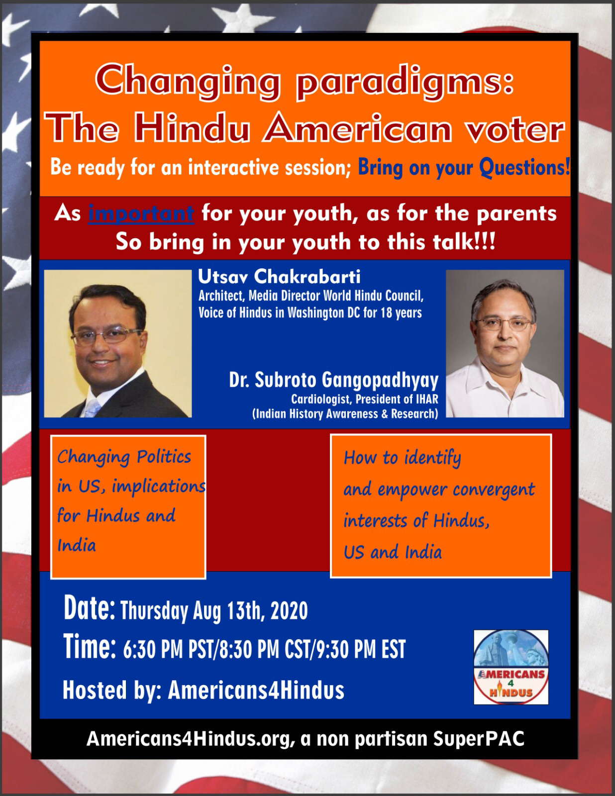 Utsav Chakrabarty presents HinduPACT View to Americans4Hindus