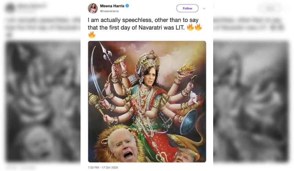 Kamala As Goddess, Riding The Lion Biden, Slays The Demon Trump, On Twitter