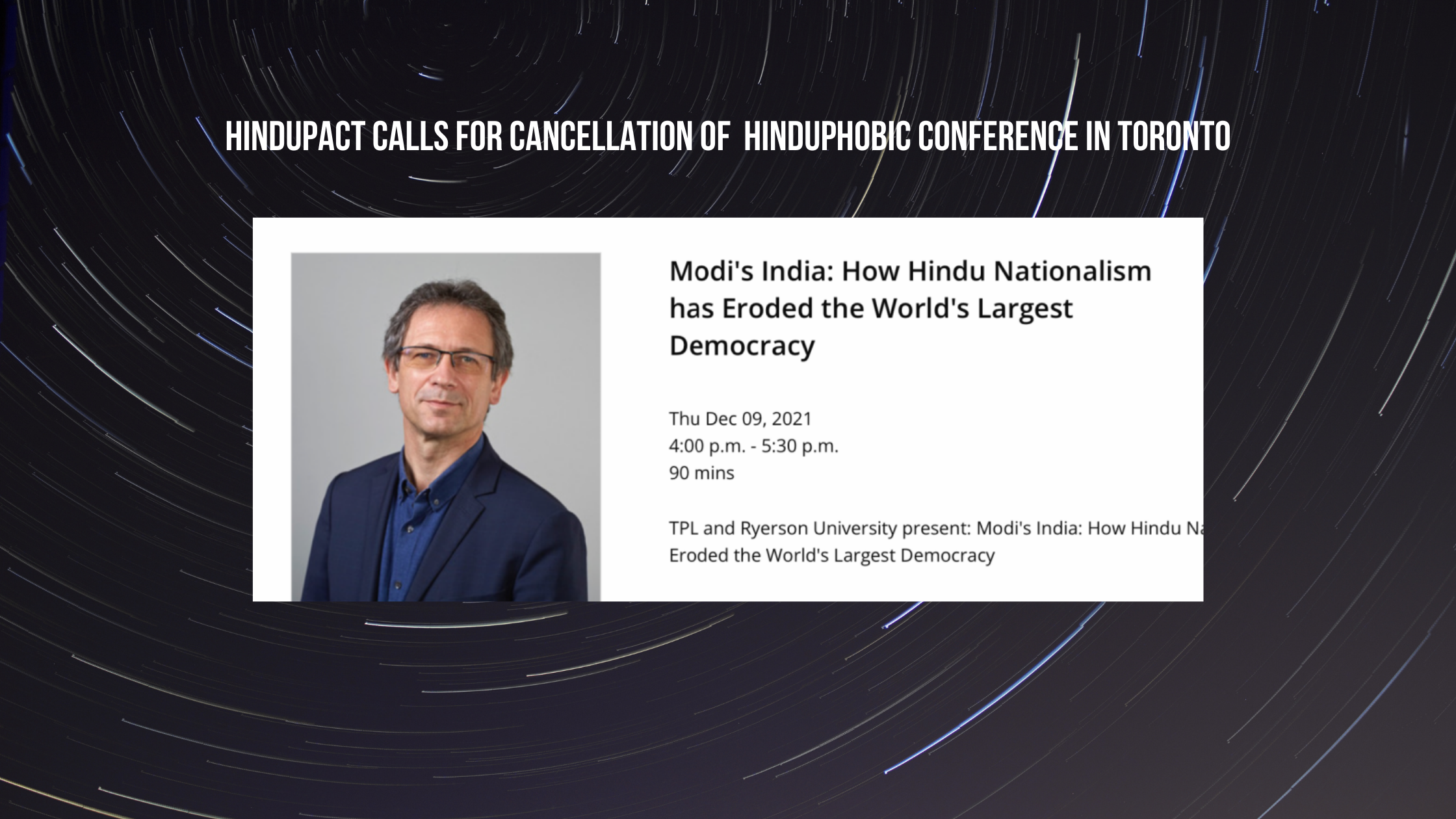 HinduPACT Calls for Cancellation of  Hinduphobic Conference in Toronto