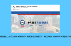 Press Release: New Jersey Democratic State Committee Rebukes Anti-Hindu Elements in Party; Hindu Americans Call for Disbandment of Teaneck Democratic Municipal Committee