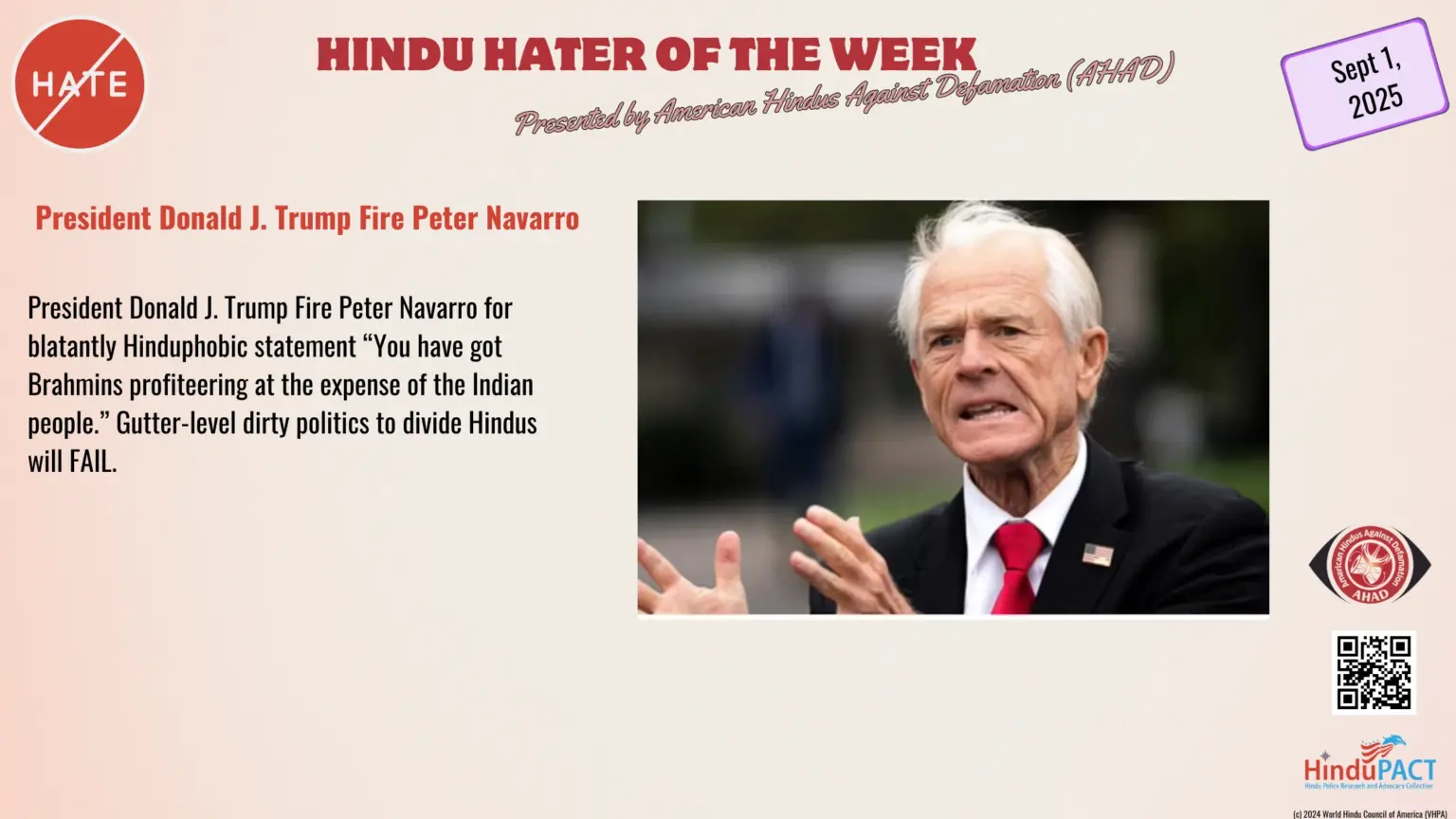 President Donald J. Trump Fire Peter Navarro